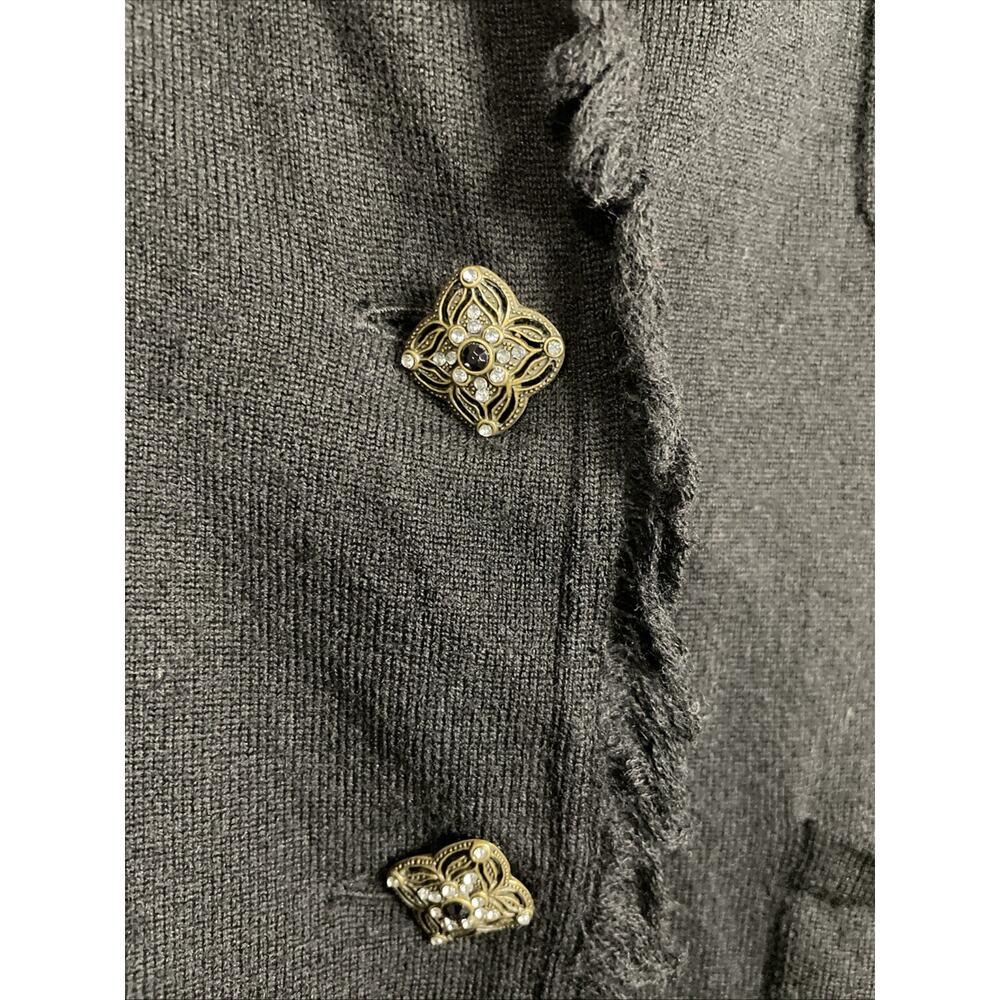e by ECI Wool Blend Women’s Fringed Collared Cardigan w/Buttons/Pockets Size XL - Picture 3 of 8